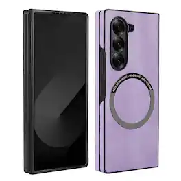 Dteck - Magnetic PU Leather Case for Samsung Galaxy Z Fold8 Ultra,Slim Shock-Absorbent Back Cover,Supports Qi Wireless Charging - Purple