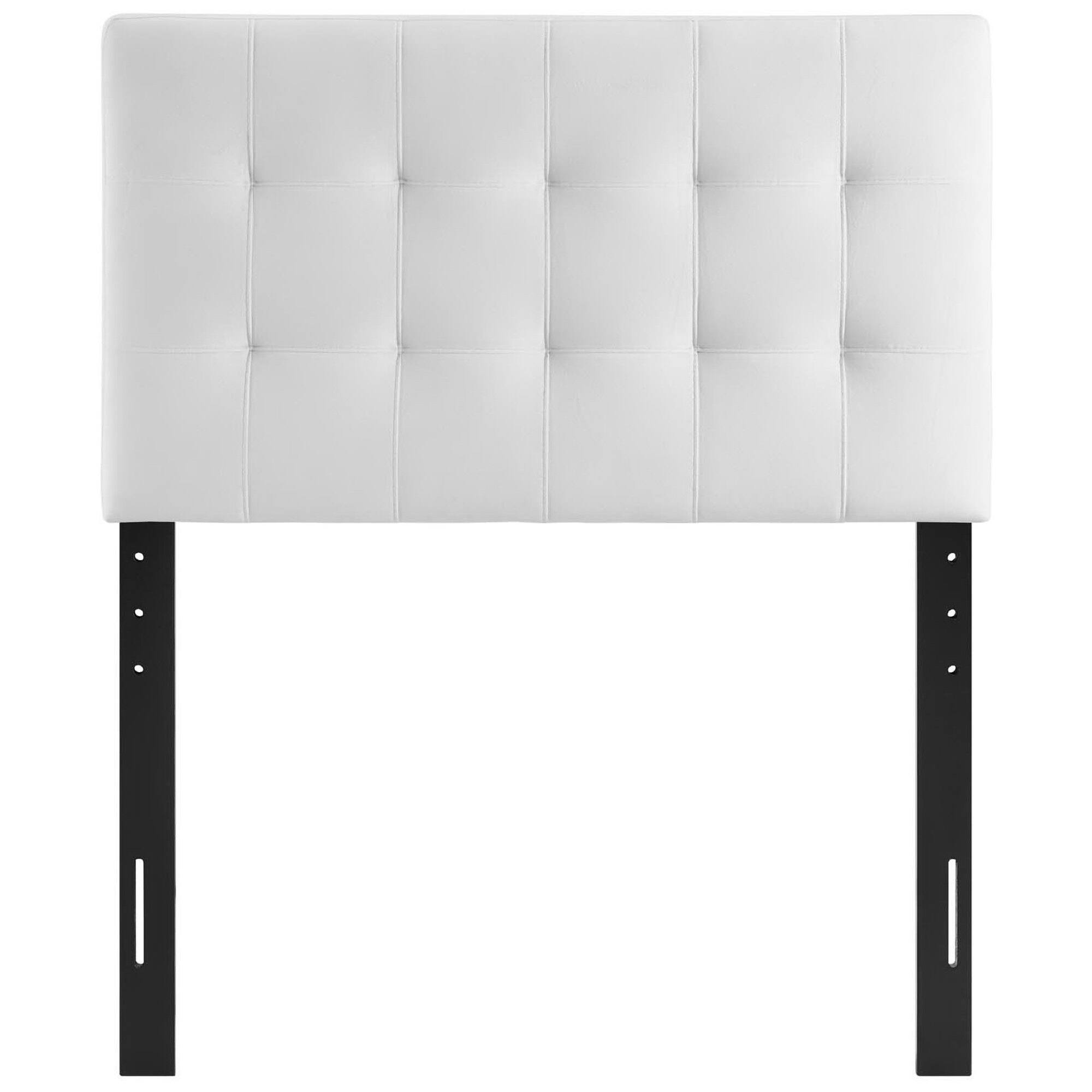 Angle. Modway - Lily Biscuit Tufted Performance Velvet Twin Headboard by Modway - White.