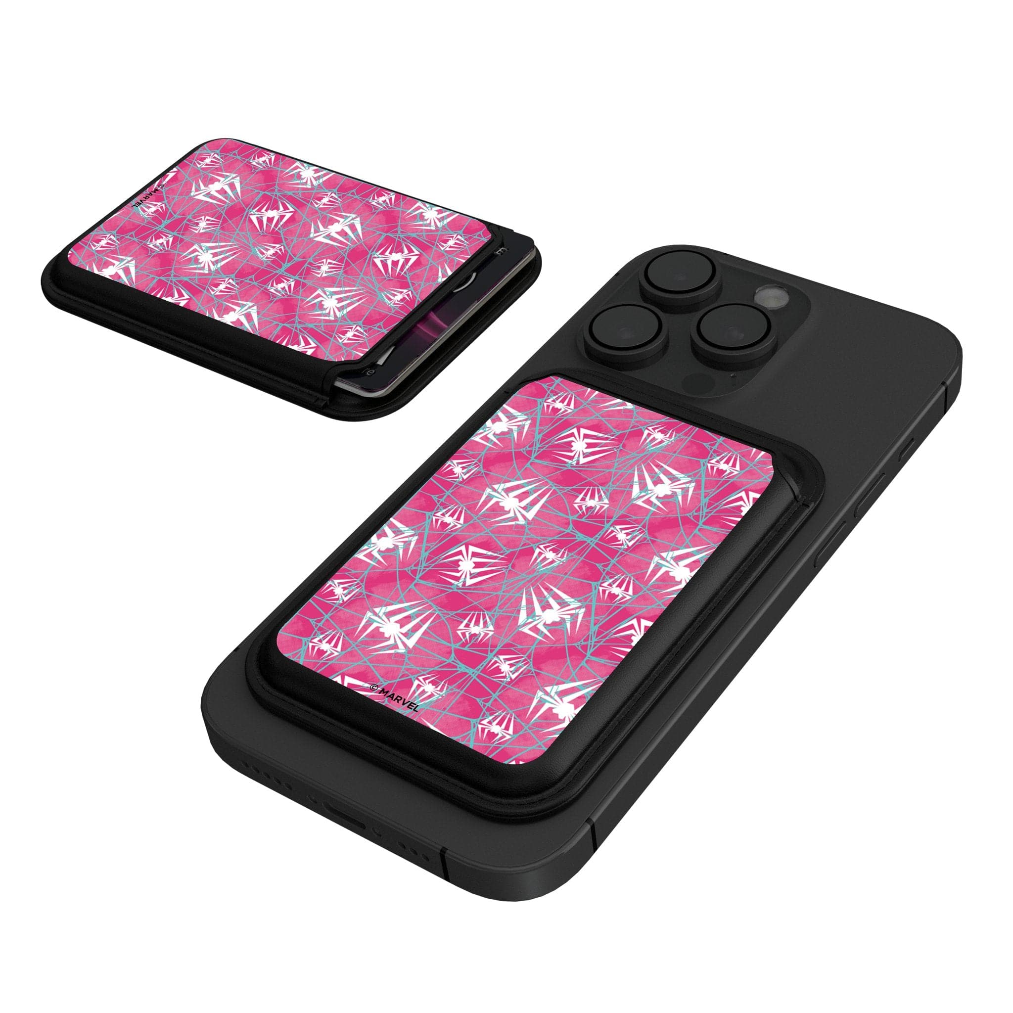Keyscaper - Marvel Pattern Black Magnetic Credit Card Wallet - Spider-Gwen