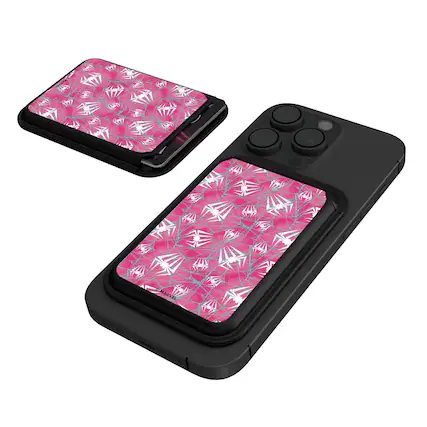 Front. Keyscaper - Marvel Pattern Black Magnetic Credit Card Wallet - Spider-Gwen.