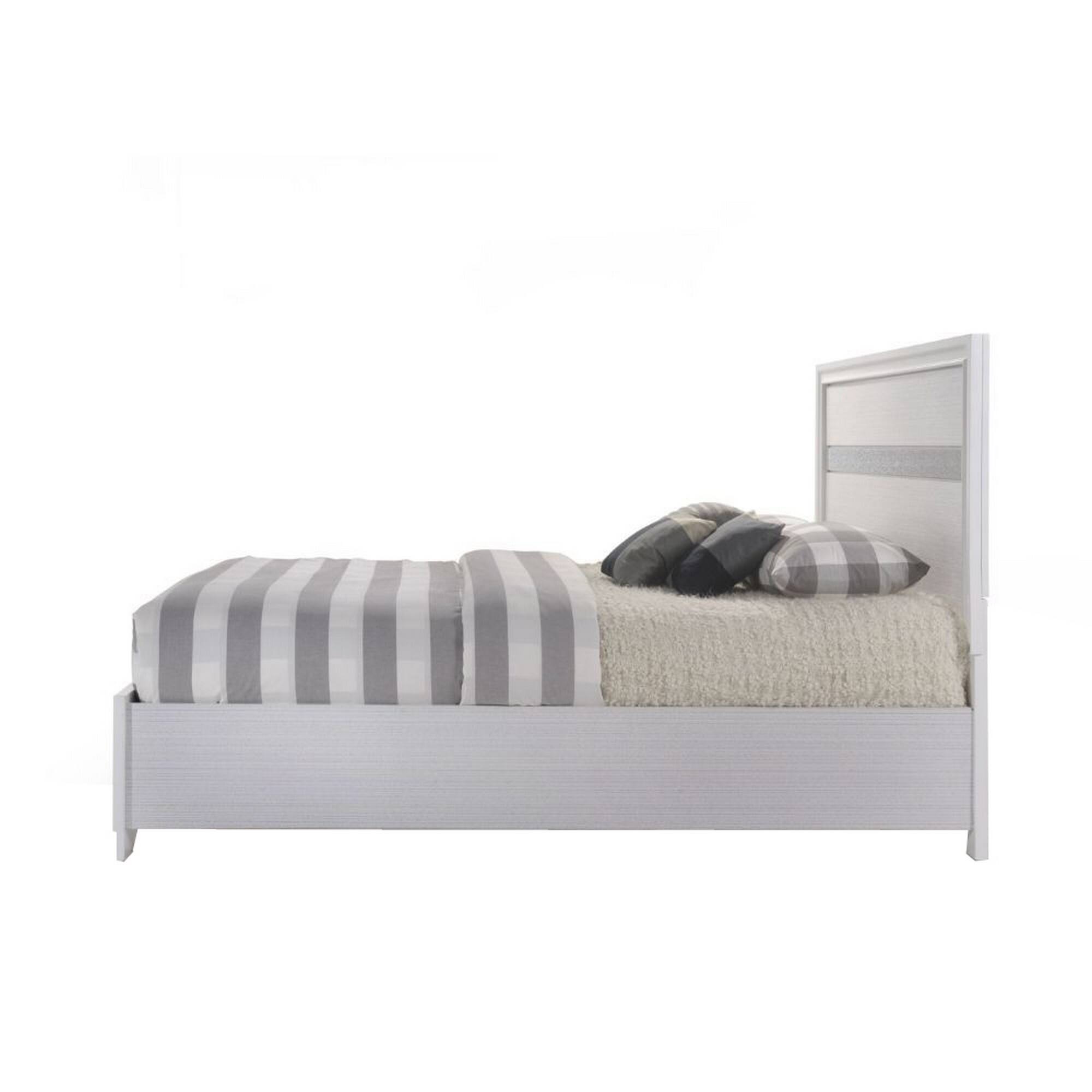 Alt View 3. Manhattan Lane - Classy Queen Size Bed With Storage - White.
