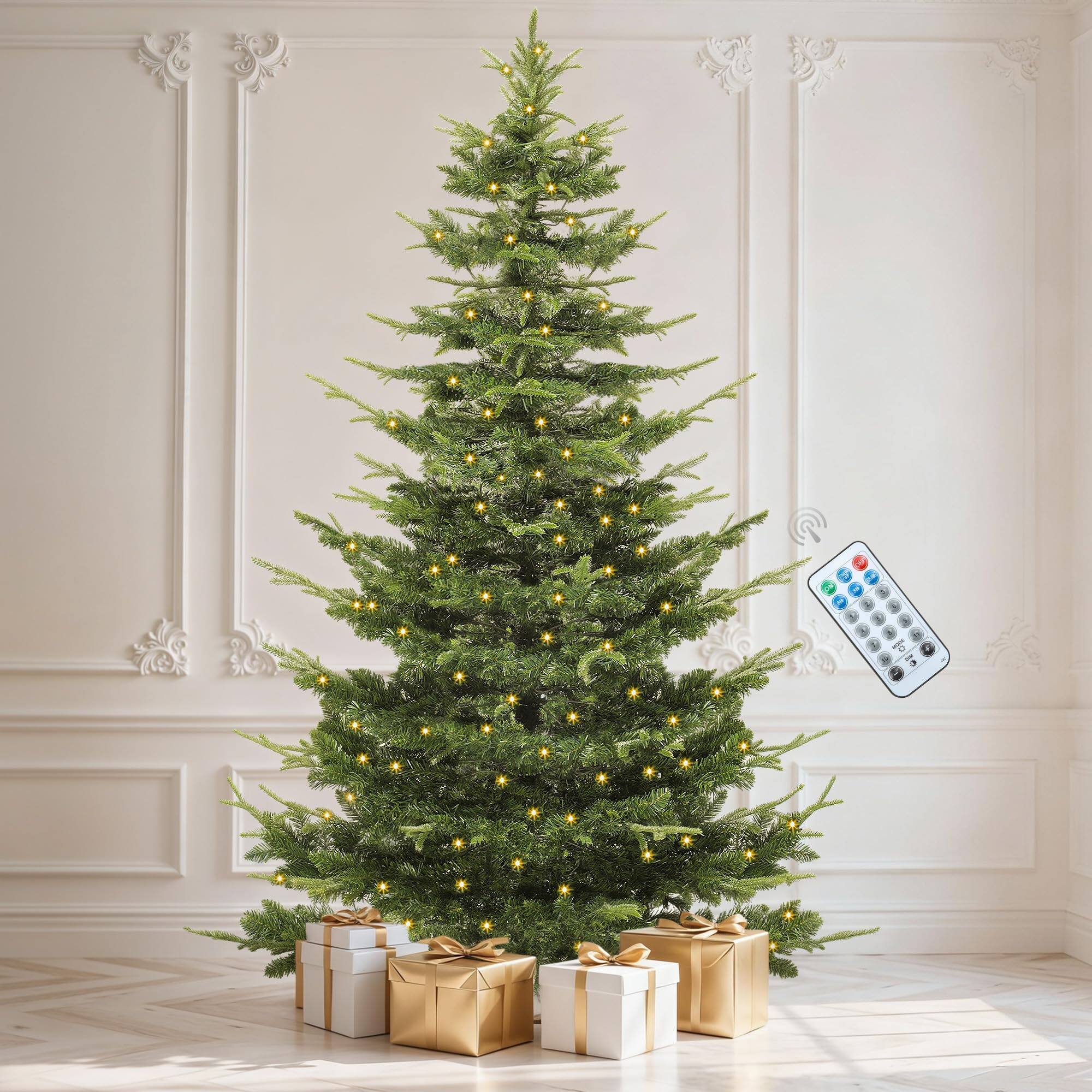 Front. Skar Audio - Aspen Fir Christmas Tree With 700 Led Lights Prelit Atificial Trees Full Xmax 1319 Metal - Green 6ft 6in.