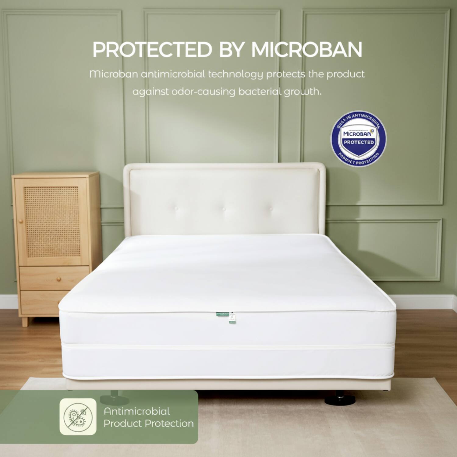PROTECTED BY MICROBAN  
Microban antimicrobial technology protects the product against odor-causing bacterial growth.  

Antimicrobial Product Protection