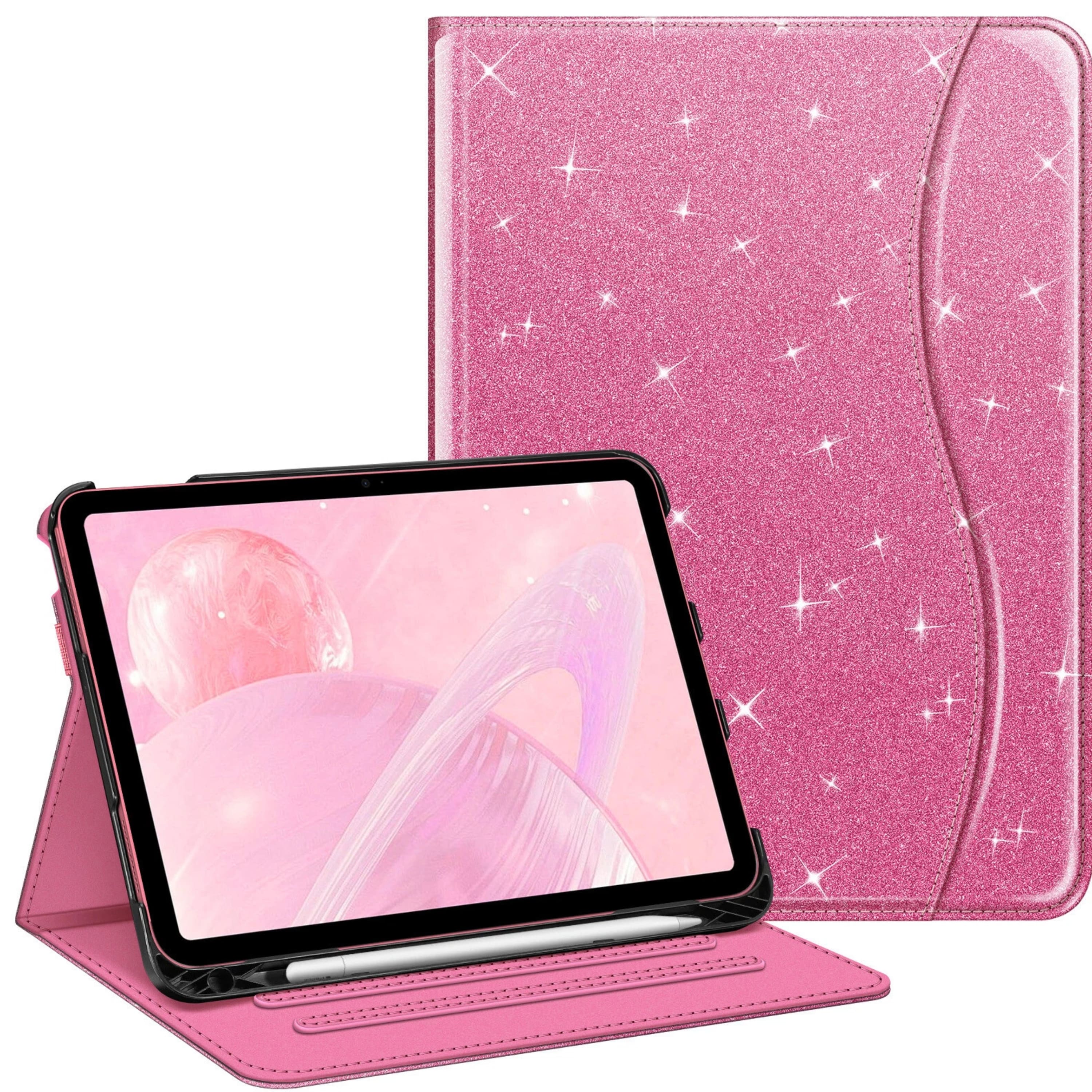 Front. Kitcheniva - iPad 10th Generation 2022 Case With Stand And Pocket  10.9'' Glittering Pink - Glittering Pink.