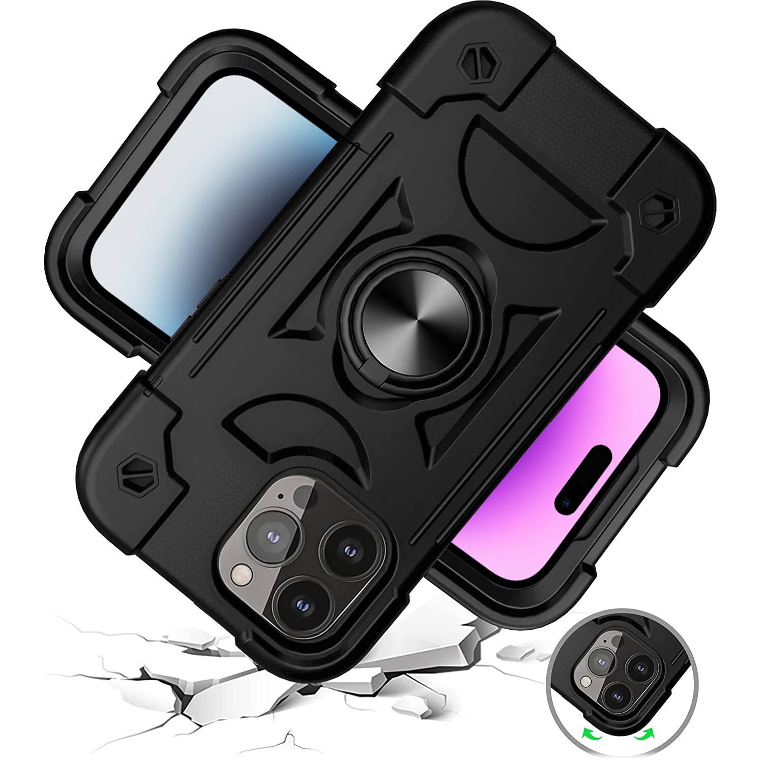 Alt View 13. SaharaCase - DualShock Series Case for Apple iPhone 14 Pro - Black.