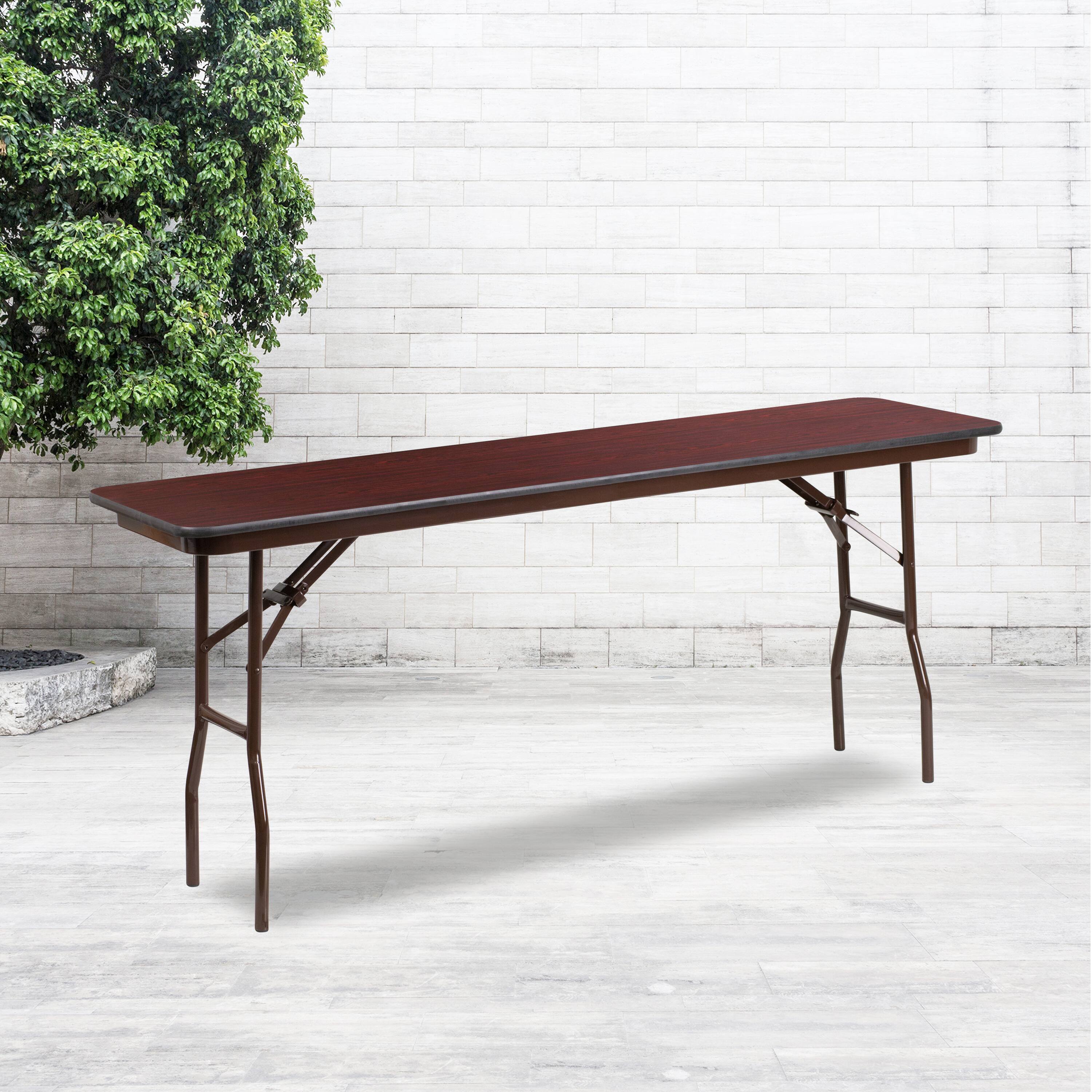Alt View 1. Emma + Oliver - 6-Foot Mahogany Melamine Laminate Folding Training Table - Mahogany.
