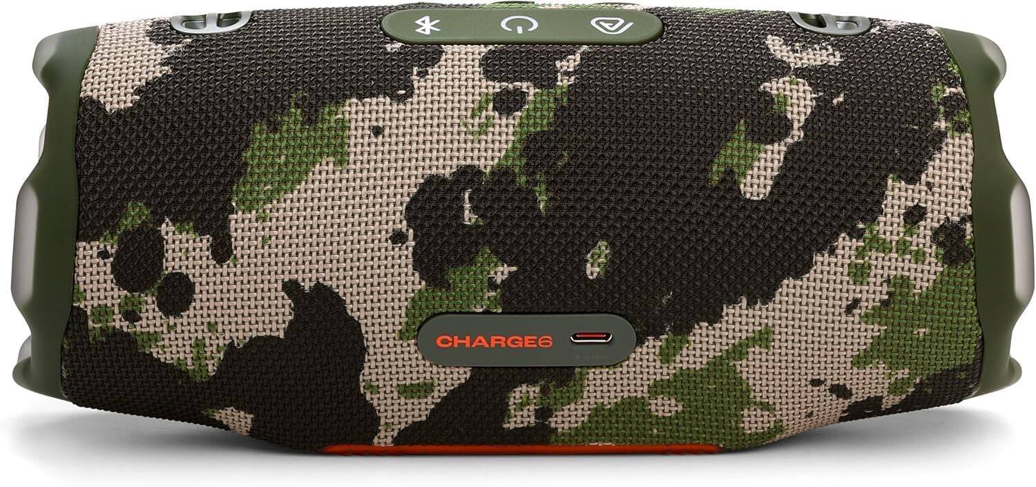 Alt View 2. JBL - Charge 6 Portable Waterproof Bluetooth Speaker with Carrying Case - Squad.