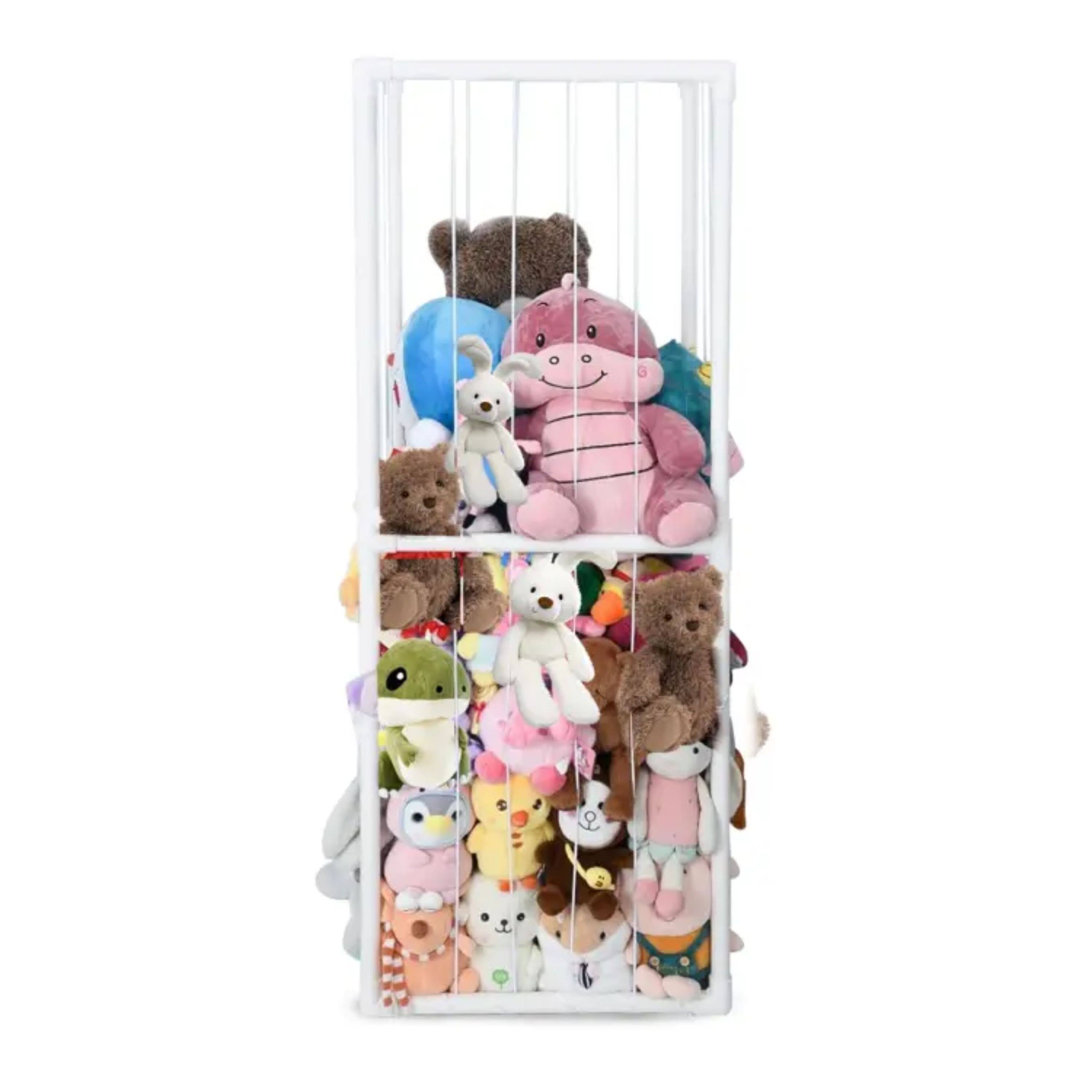 Angle. Kitcheniva - PVC Plush Organizer For Stuffed Animal Toys Storage Home Decor - White.