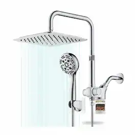 Dazzed Corner - 10" Filtered Shower Head, 7-Setting Dual Heads & Handheld, Adjustable, 71" Hose - Chrome