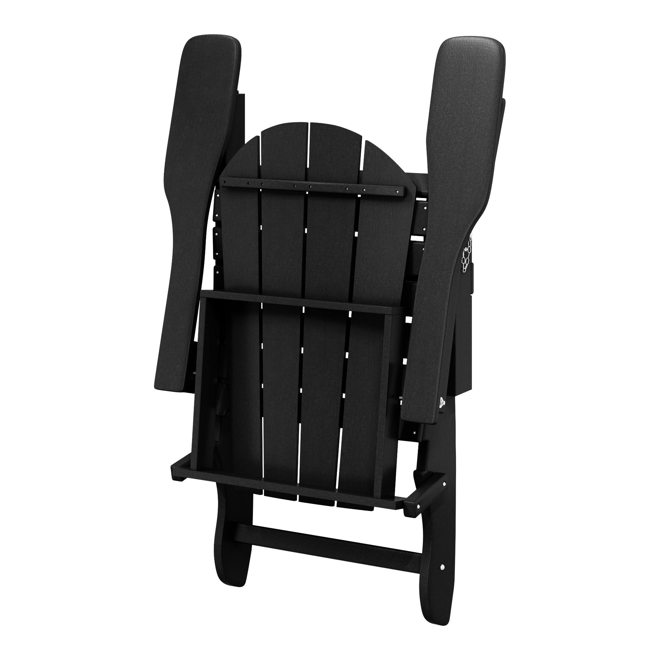Alt View 4. WestinTrends - WestinTrends Malibu Outdoor HDPE Folding Poly Adirondack Chairs (Set of 2) - Black.