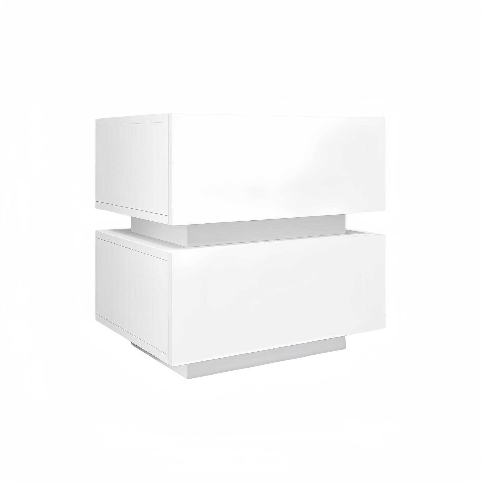 Front. Spaco - Spaco High Glossy 2 Drawers Bedside Table with RGB Led Light Nightstand with Bluetooth Control for Bedroom - White.