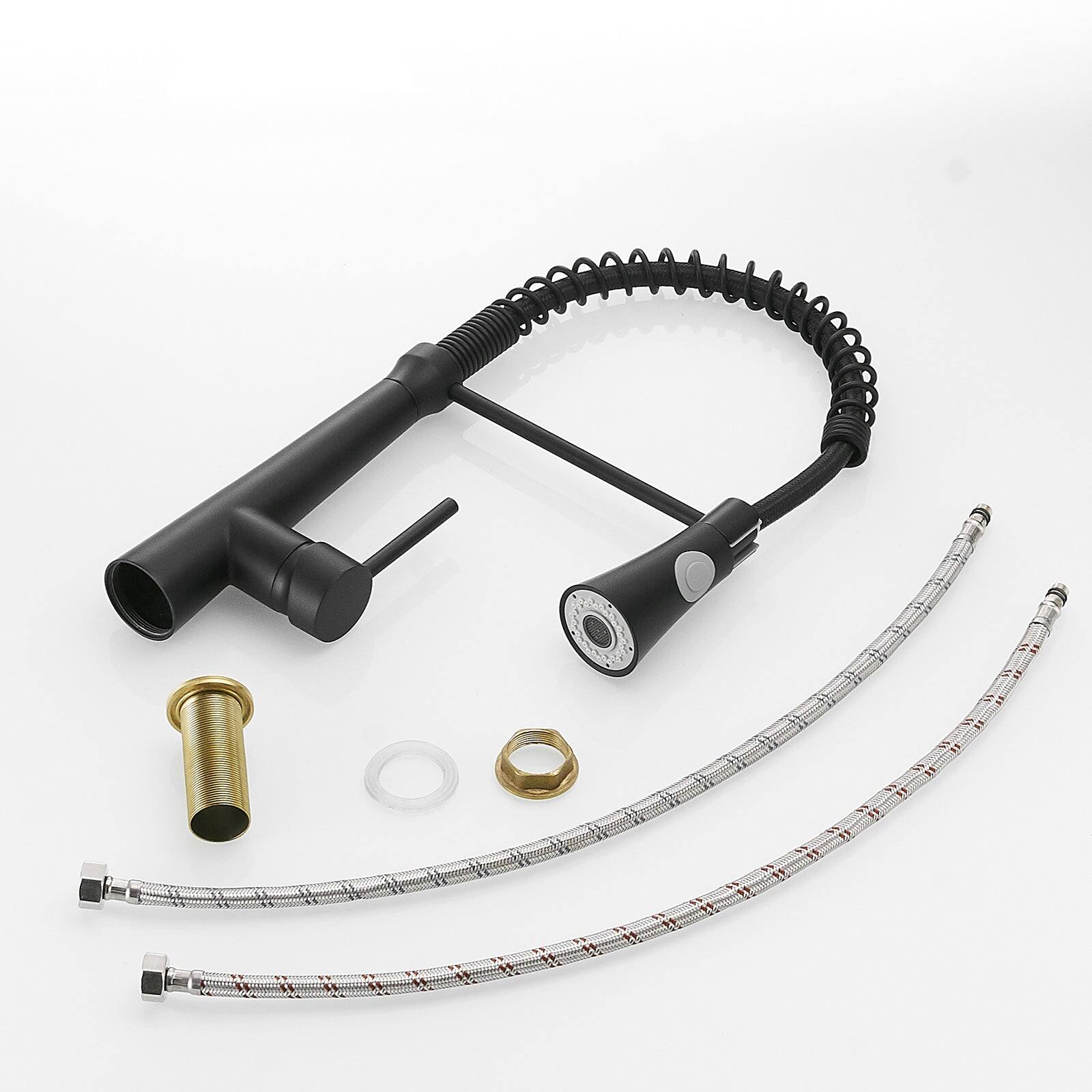 Alt View 2. Boyel Living - Black Stainless Steel Faucet Single-Handle Faucet Pull-Down Sprayer Kitchen Faucet - Black.