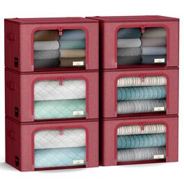 Sorbus - Storage Bins with Metal Frame - Stackable & Foldable Clothes Organizer Bags - Oxford Fabric Storage Containers - Pink