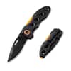 Front. VEVOR - Folding Pocket Knife, 3 in/7.6 cm 7Cr17Mov Blade, Aluminum Handle Small EDC Knife with Pocket Clip - Black + Orange.
