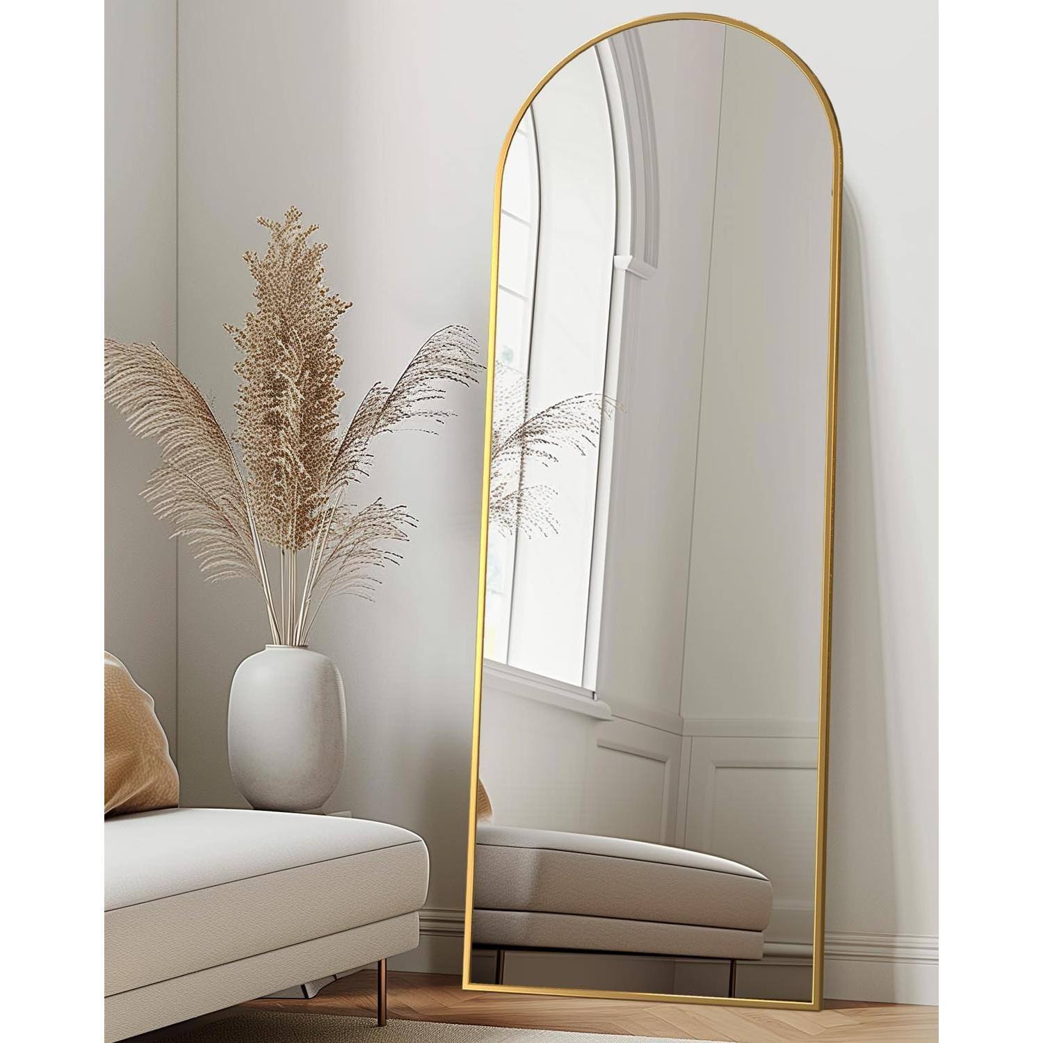 Back. Cedar Assembly - Full Length Mirror 58"x18" Arched Floor Freestanding Standing Body With Stand For Bedroom Hanging Mounted... - Black-71"L x 28"W.