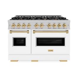 ZLINE - Autograph 48 in. Classic Dual Fuel Range with White and Gold Accents (CDRSZ-WM-48-G) - White