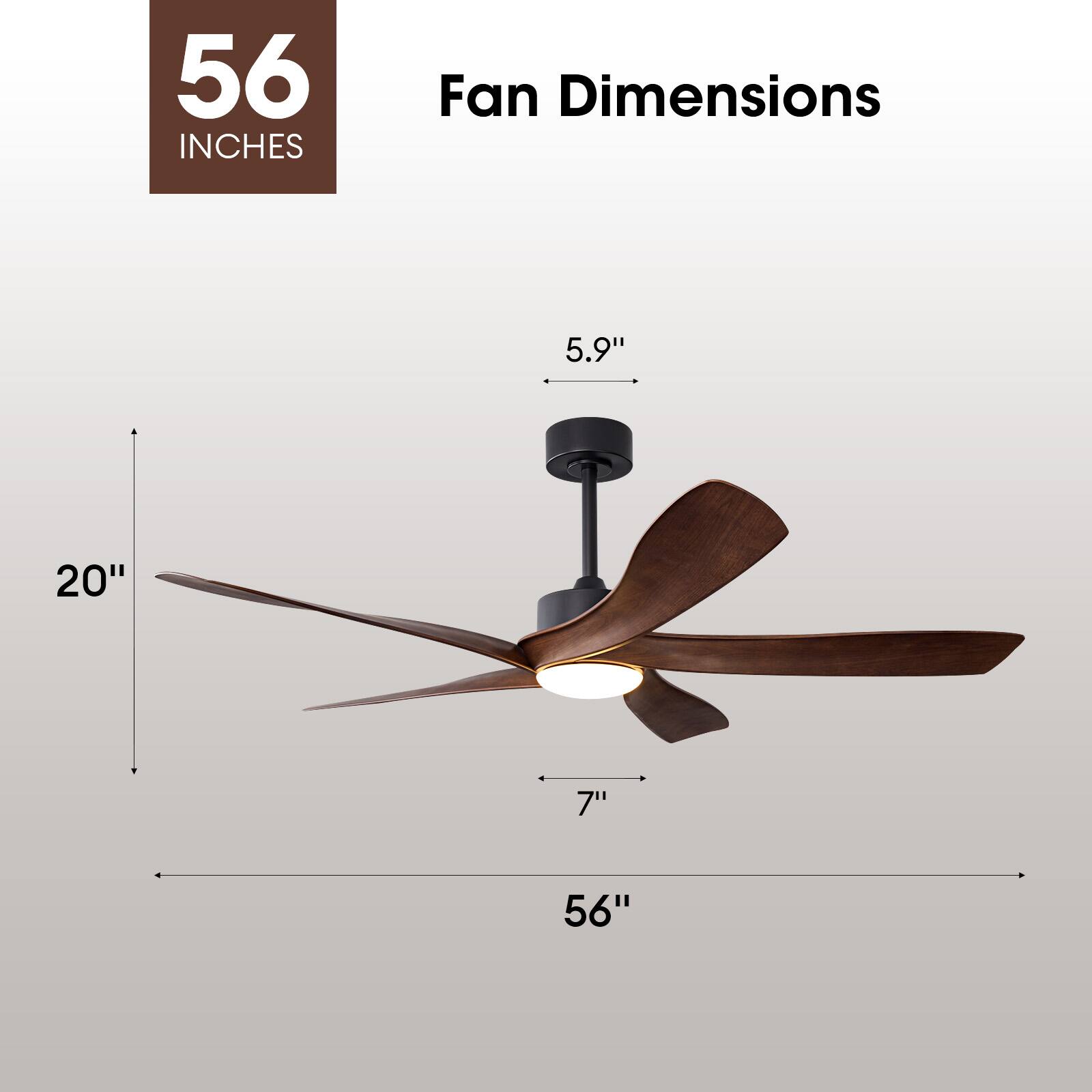 56 INCHES Fan Dimensions 5.9" 20" 7" 56"