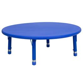 Emma + Oliver - 45" Round Plastic Height Adjustable Activity Table - Blue