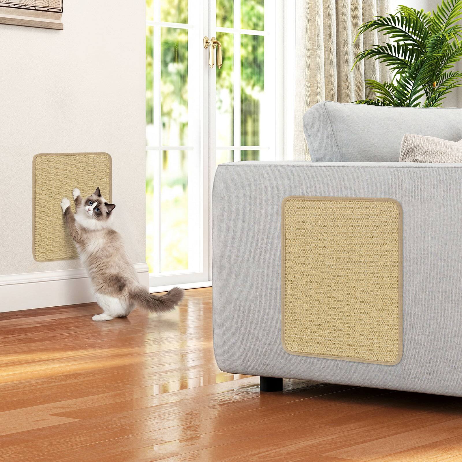 Alt View 3. Gymax - Gymax 6-Piece Cat Scratcher Mat Set 16'' x 12'' Natural Sisal Pads for Indoor Cats - Yellow.