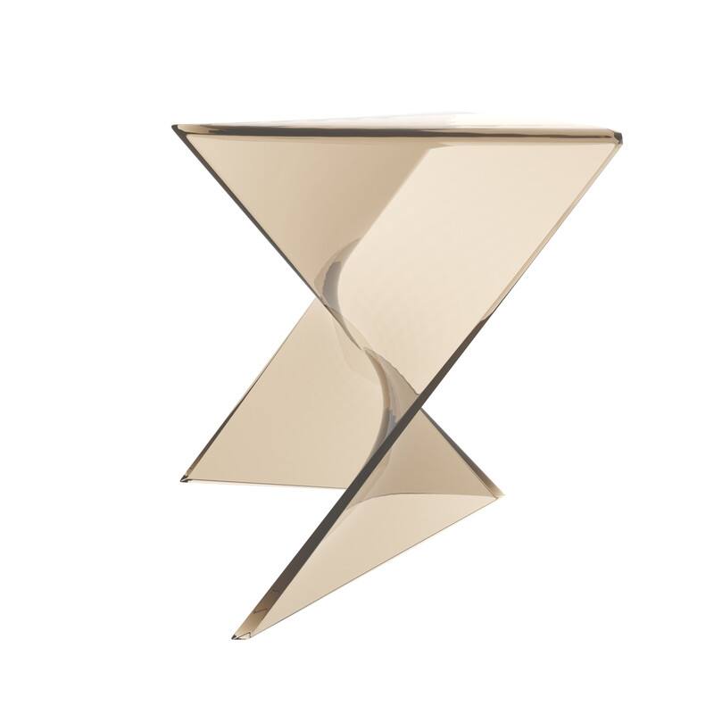 Alt View 7. LeisureMod - Randolph 15.75" Stackable Side Table, Weather-Resistant Triangular Plastic Accent End Table for Living Room or Backyard - Transparent Amber.