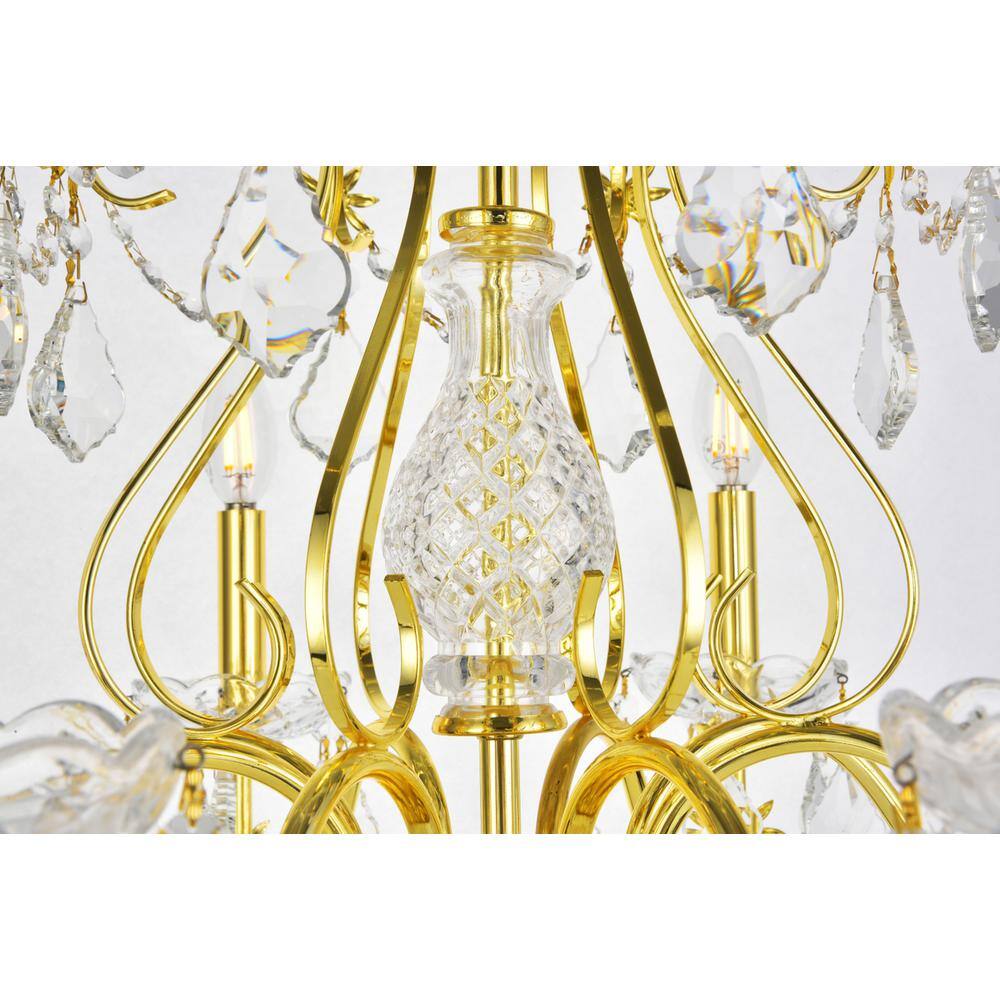 Left. Elegant Lighting - St. Francis 8 light Gold Chandelier Clear Royal Cut Crystal - Gold.