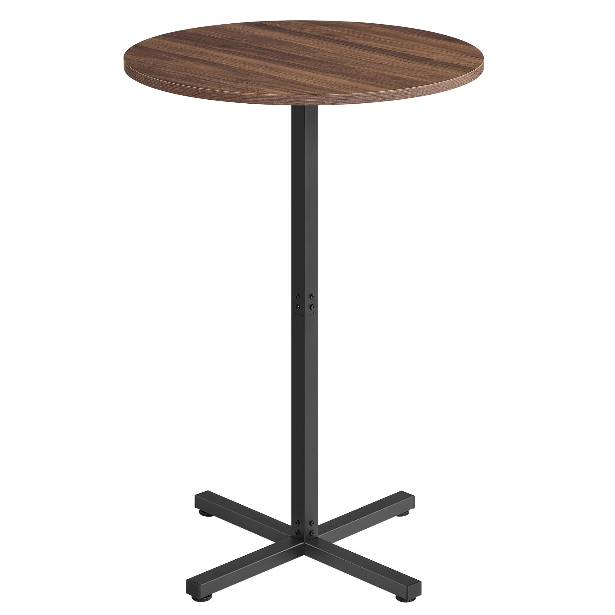 Front. Songmics Home - Round Cocktail Table, High Top Bar Pub Table with Metal Frame and Cross Base, for 2-3 People, Modern, Easy to Assemble - Ebony Black.