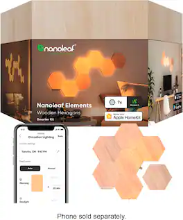Nanoleaf - Elements Hexagons Smarter Kit (7 Panels) - Wood Look
