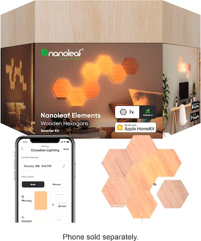 Nanoleaf Elements Hexagons Smarter Kit (7 Panels) Wood Look NL52-K Nanoleaf Elements Hexagons Smarter Kit (7 Panels) Wood Look NL52-K