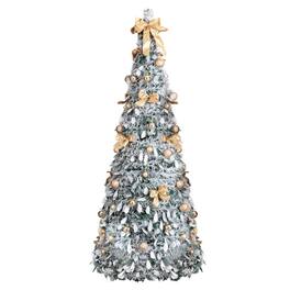Winado - 6FT Snow Flocked Pre-lit Artificial Christmas Tree Pop Up with Light Ornaments Collapsible for Indoor Holiday Decoration - Snow Flocked Green
