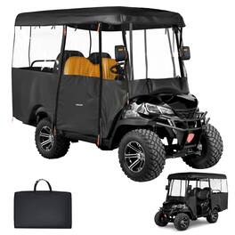 VEVOR - Golf Cart Cover, Visible Full-Enclosure 2+2/4 Passenger Golf Cart, 420D Waterproof Oxford Fabric Club Car Cover - Black