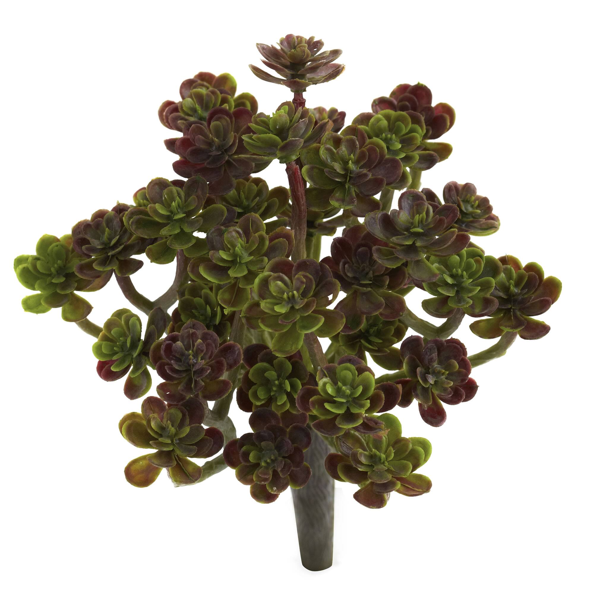 Angle. BreeBe - 7" Sedum Succulent Artificial Plant (Set of 8) - Green Burgundy.