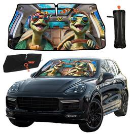 Empire DigiLabs - Car Umbrella Sun Shade Cover Funny Foldable Windshield Full Block Uv Rays Heat Keep Vehicle Cool - Sea Turtle
