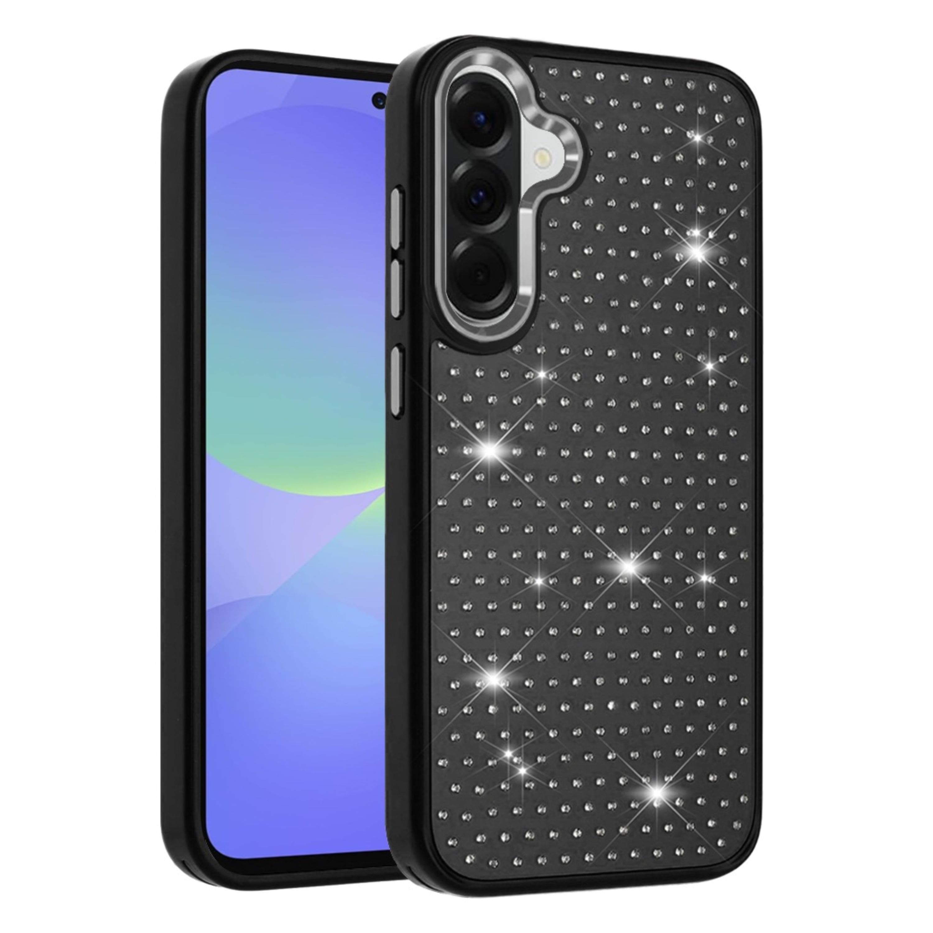 Kitcheniva - Faux Crystals Chrome Plated Phone Case With Tempered Glass For Samsung Galaxy A37 5G - Black price history on PriceWatchPro