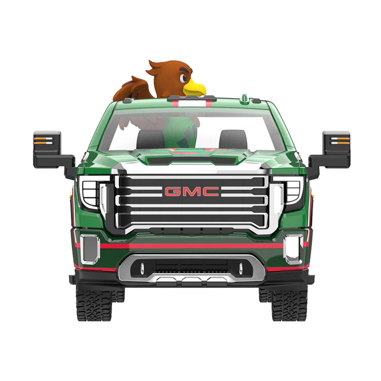 Alt View 3. Greenlight - 2022 GMC Sierra 3500 HD Pickup Truck Green with Mexican Soccer Graphics with Eagle Figure 1/64 Model Car by Greenlight.