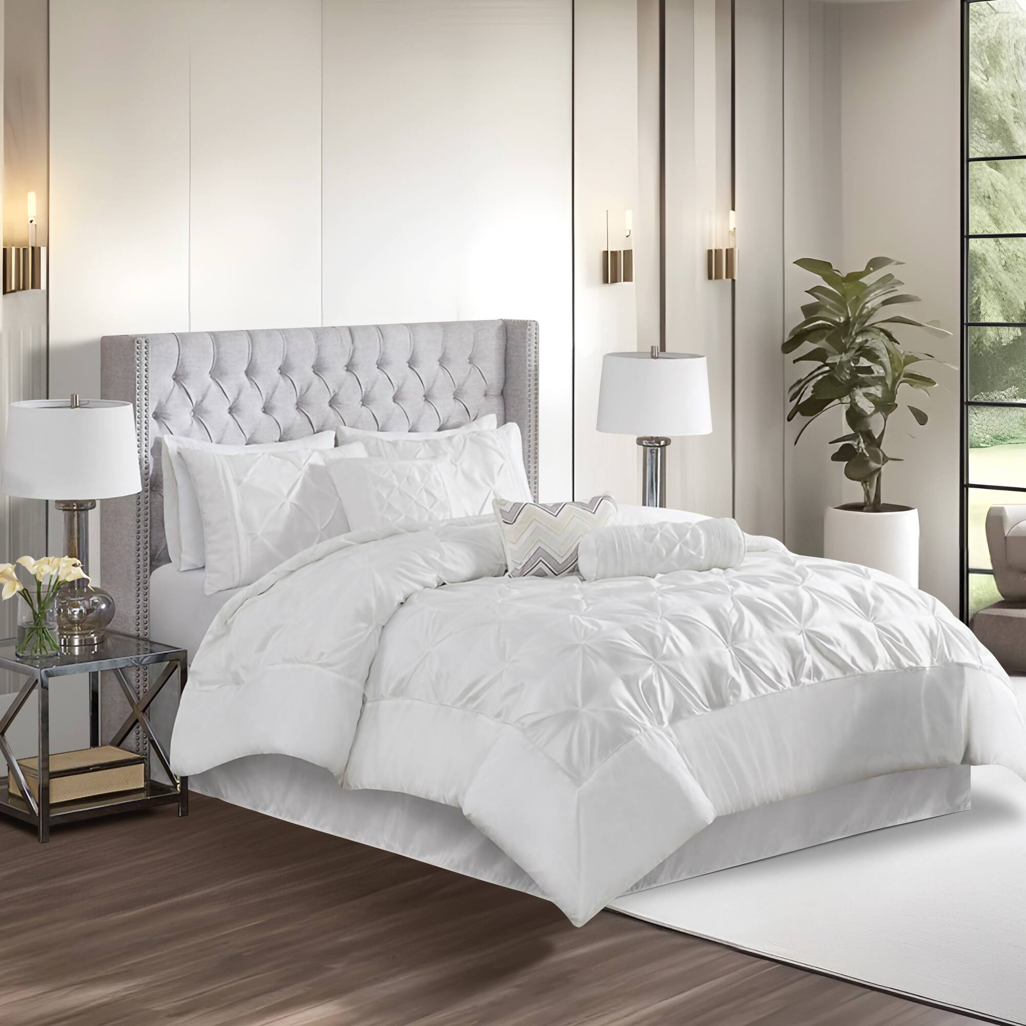 Alt View 4. Gracie Mills - Gracie Mills Shelby 7-Piece Padded Comforter Set - White.