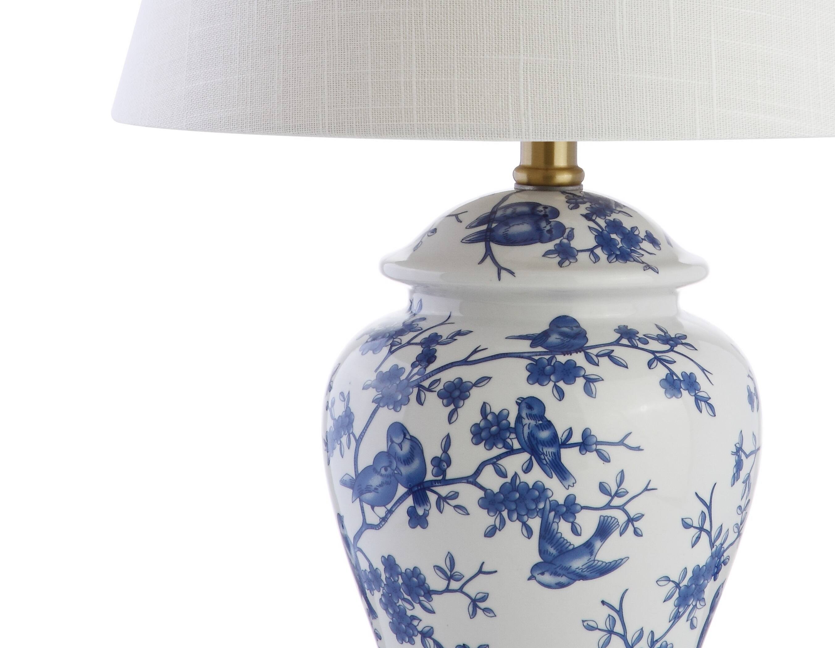 Alt View 6. Jonathan Y - Penelope 22" French Country Cottage Ceramic/Iron Chinoiserie Ginger Jar LED Table Lamp, Blue/White - Blue/White.