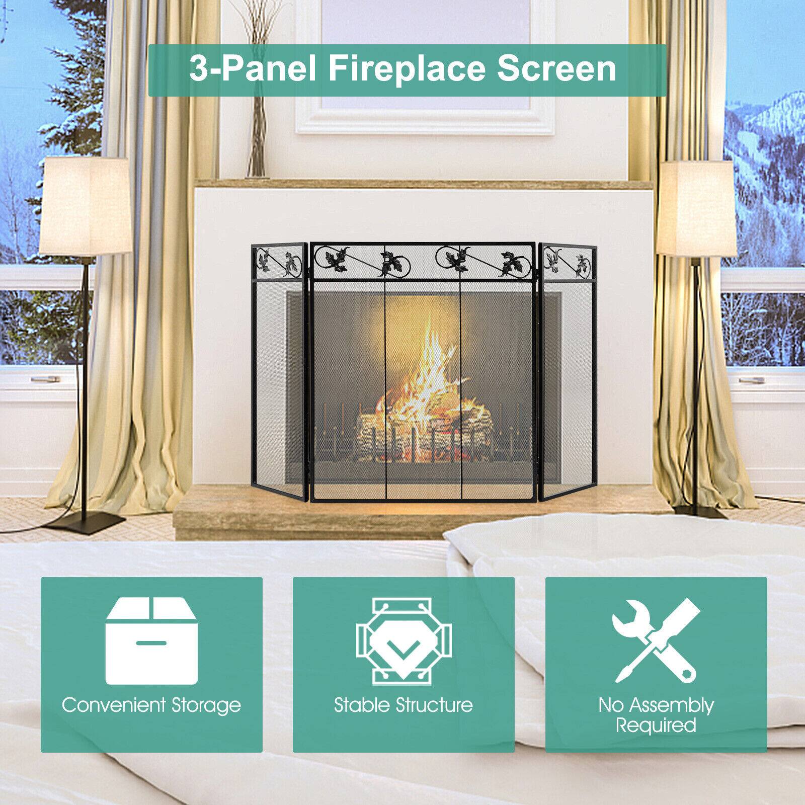 3-Panel Fireplace Screen
Convenient Storage
Stable Structure
No Assembly Required