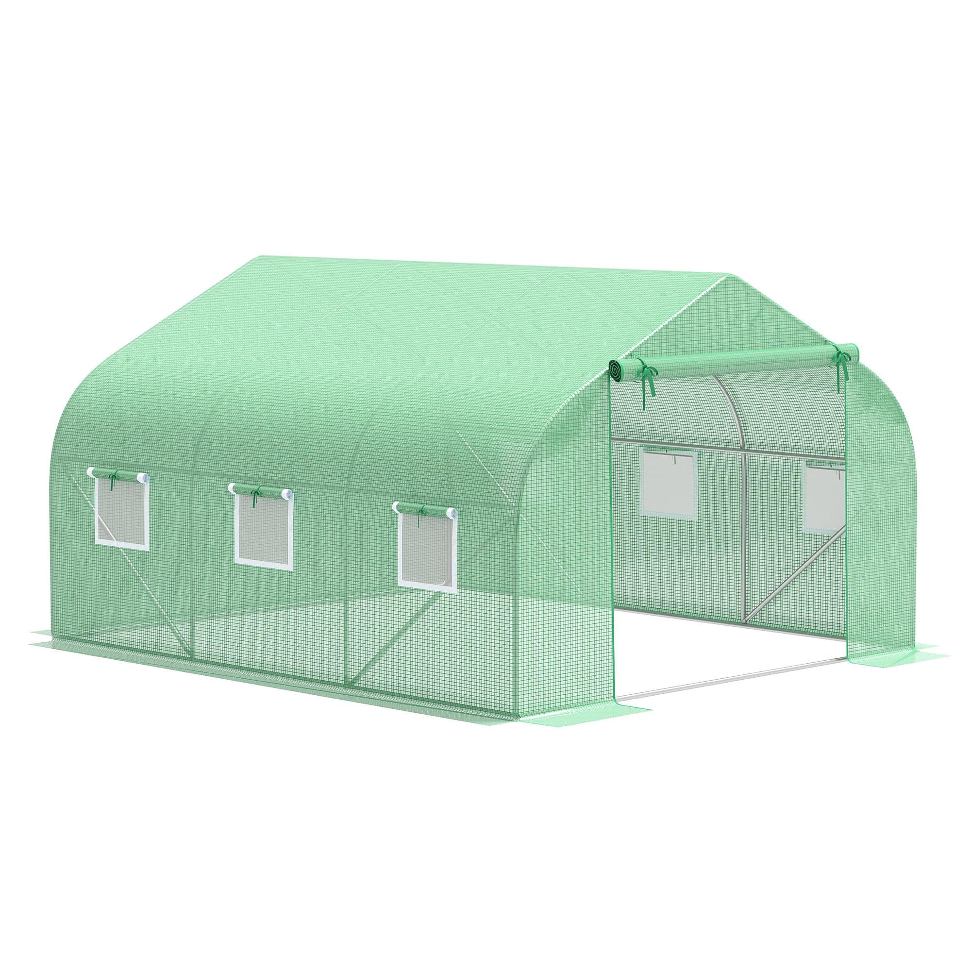 Front. Outsunny - 11.5' x 10' x 6.5' Outdoor Walk-in Greenhouse, Tunnel Green House with Roll-up Windows, Zippered Door, PE Cover.