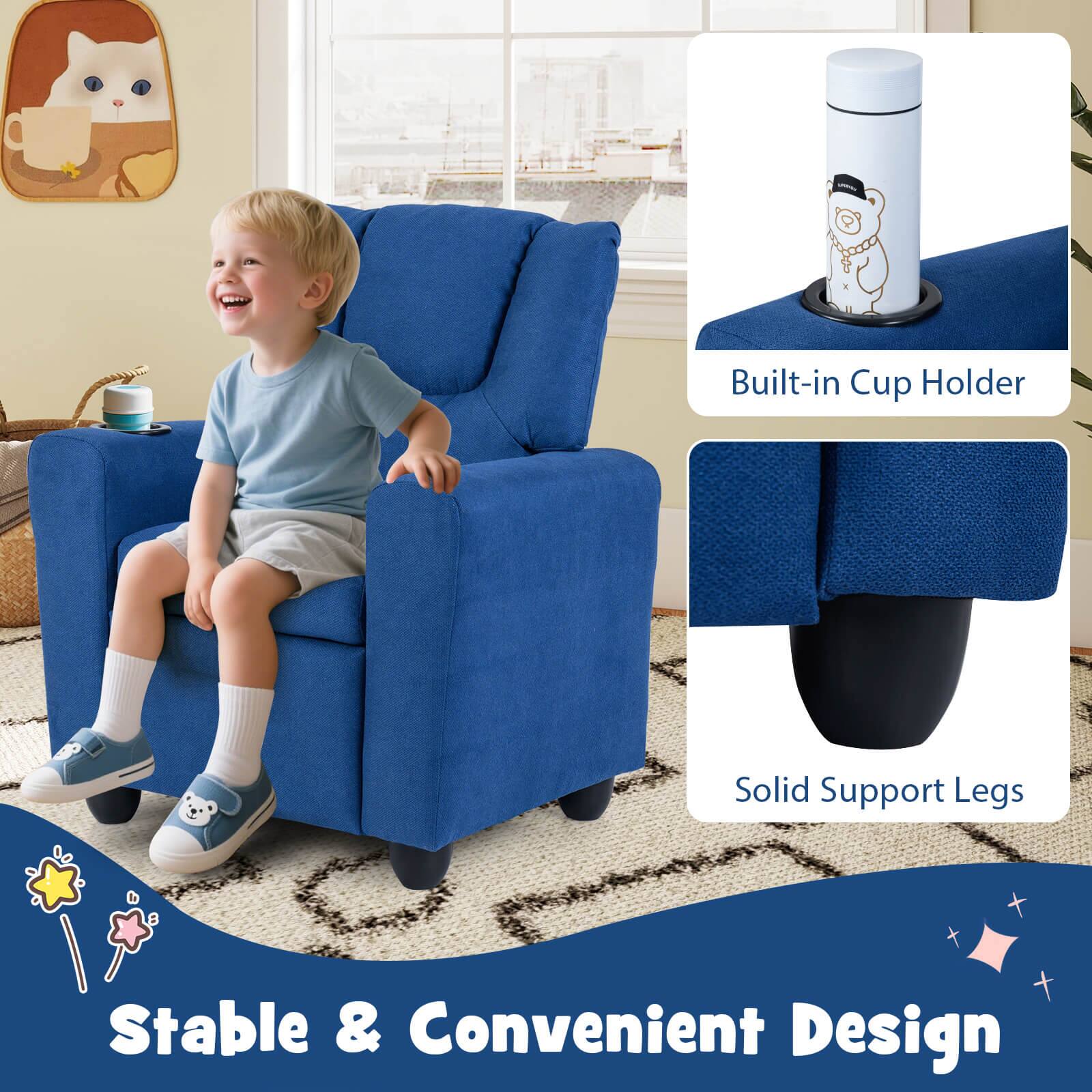 Built-in Cup Holder  
Solid Support Legs  
Stable & Convenient Design
