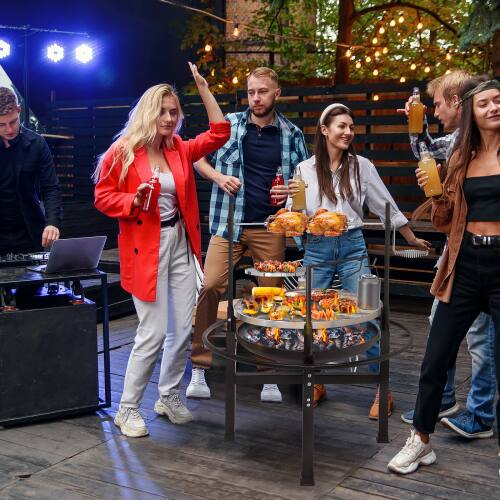 Alt View 9. Winado - 33in Fire Pit with Grills 2-in-1, Wood Burning Fire Pit with Adjustable Swivel Cooking Grate for Outdoor Picnic Party - Black.