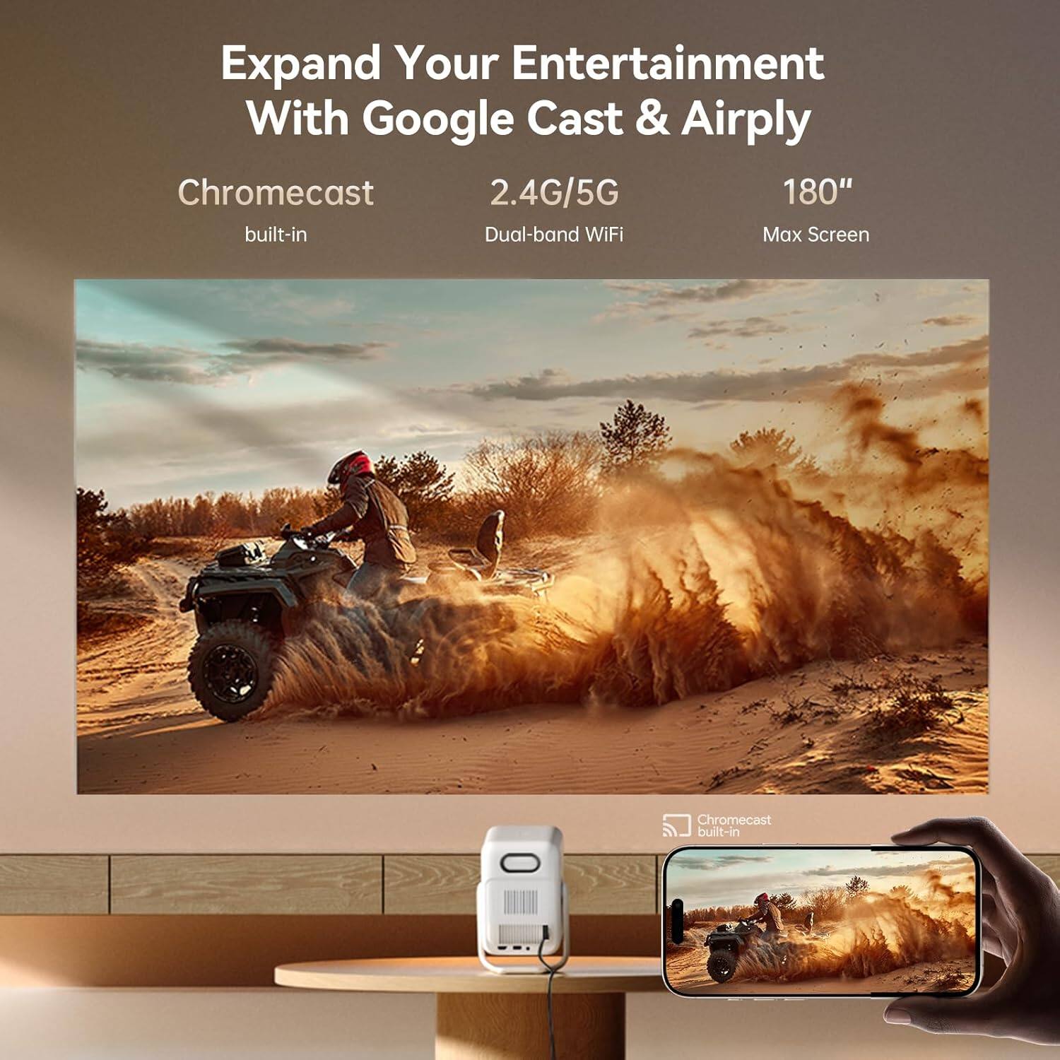 Wanbo T2 Ultra Projector, 1080P Android TV 11, 500 ANSI, 120