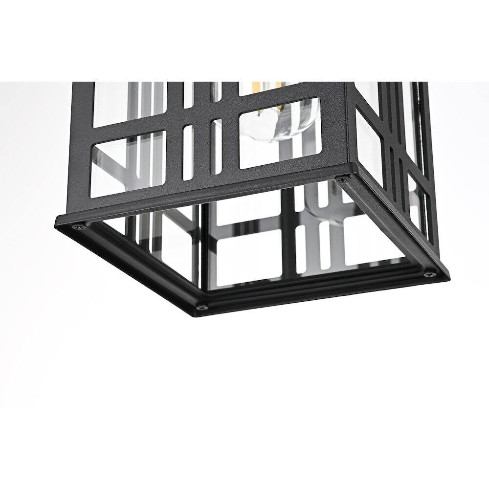 Alt View 2. Elegant Lighting - Harley 12 inch Outdoor Pendant in Black - Black And Clear.