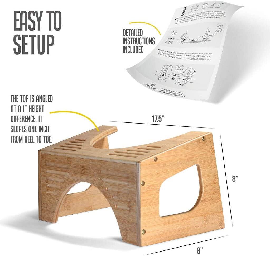 EASY TO SETUP

THE TOP IS ANGLED AT A 1" HEIGHT DIFFERENCE. IT SLOPES ONE INCH FROM HEEL TO TOE.

DETAILED INSTRUCTIONS INCLUDED

17.5" 8" 8"