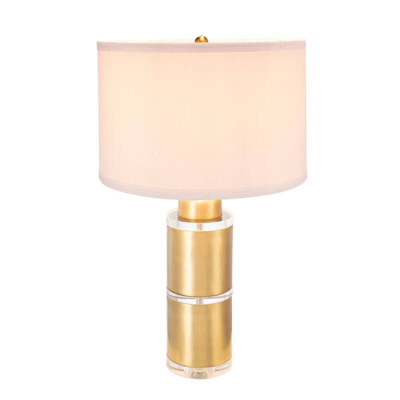 Front. Dexmalle - Dexmalle-Cylinder Table Lamp with Drum Shade-Gold and White.