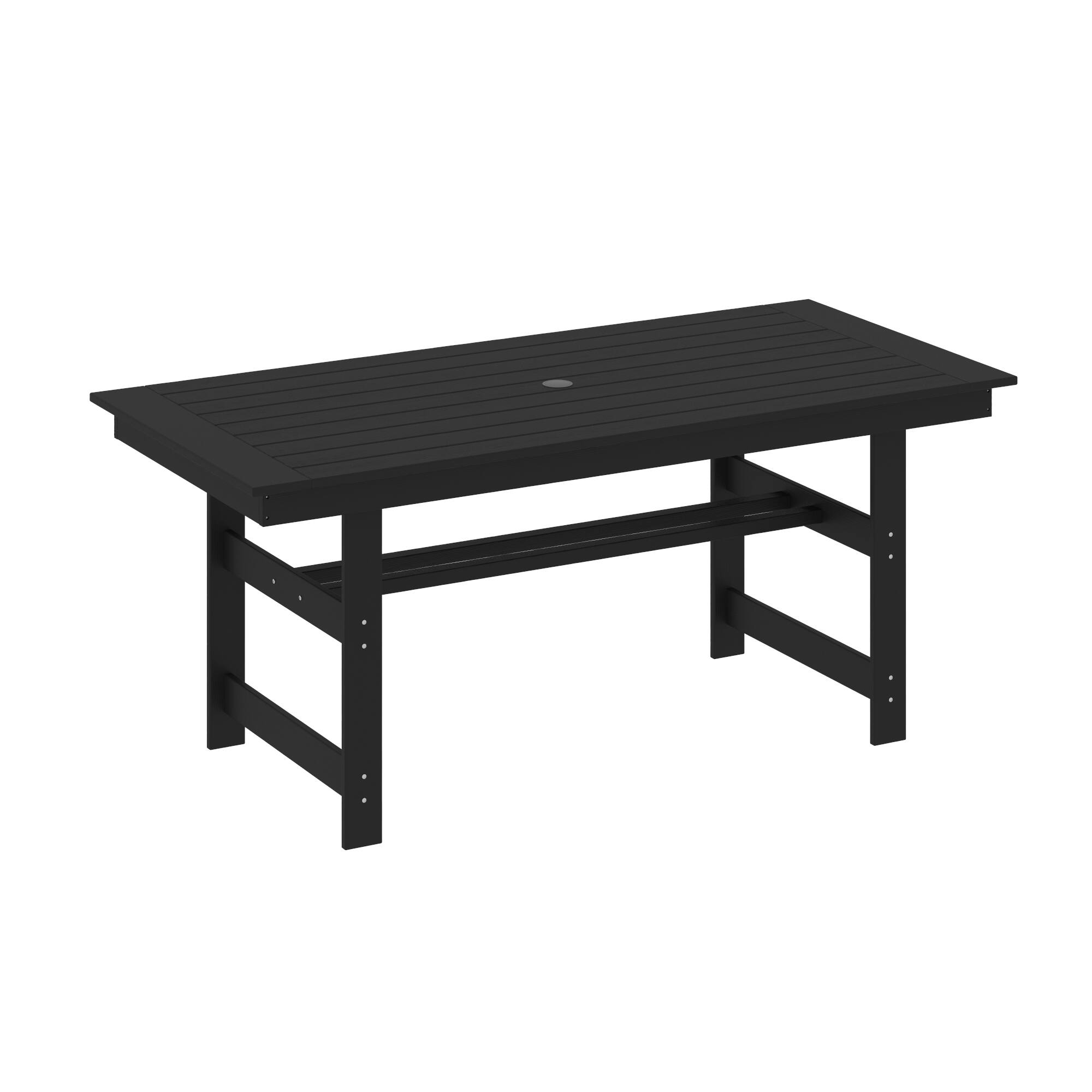 Alt View 9. Famapy - HDPE Outdoor Dining Table with Umbrella Hole & Cap - Solid Panel Patio Table for Garden, Backyard, Poolside - Black.