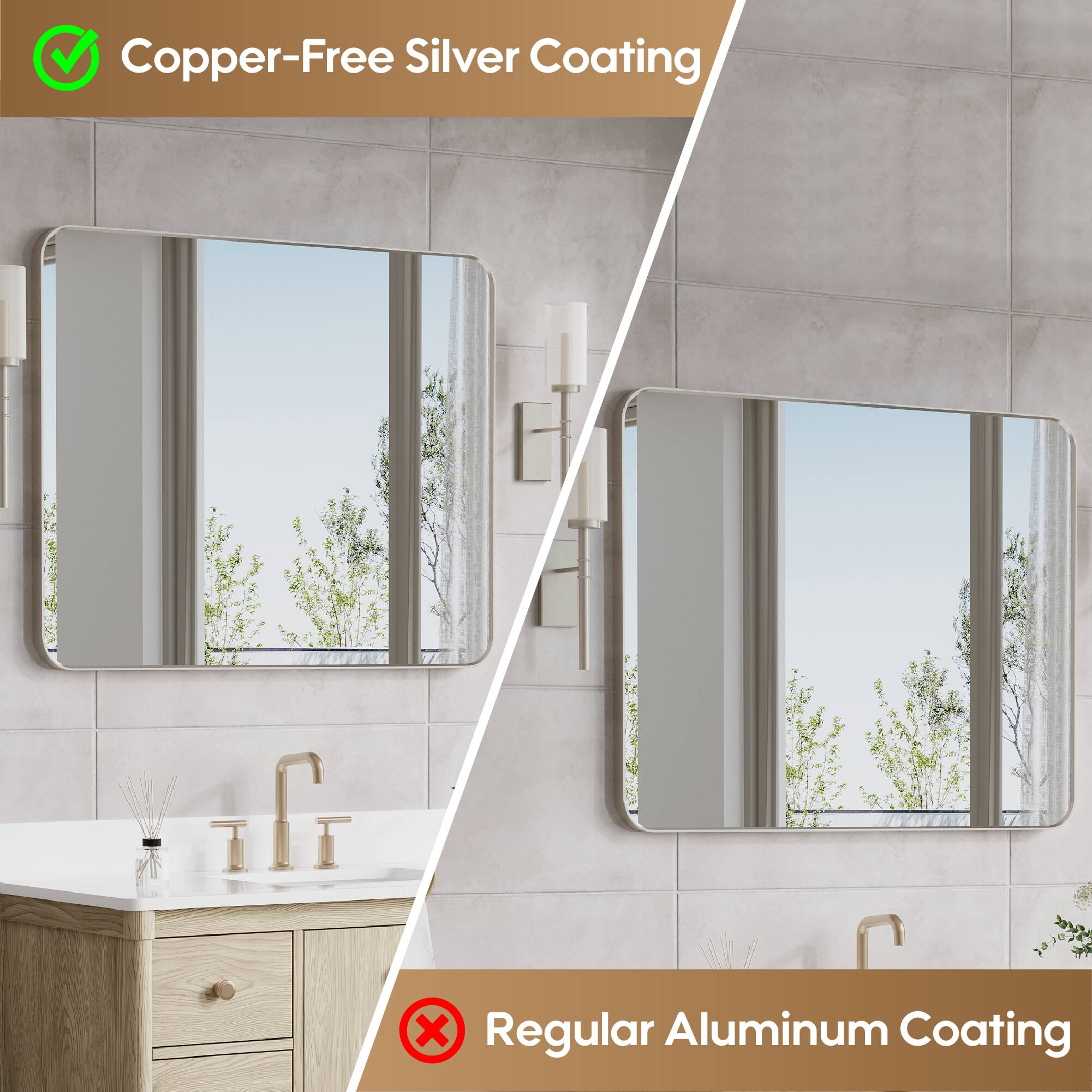 Copper-Free Silver Coating  
Regular Aluminum Coating