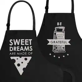 Zulay Kitchen - 2-Pack Funny Aprons for Men & Women - Kitchen Aprons with Adjustable Neck Strap & 2 Large Pockets - Black
