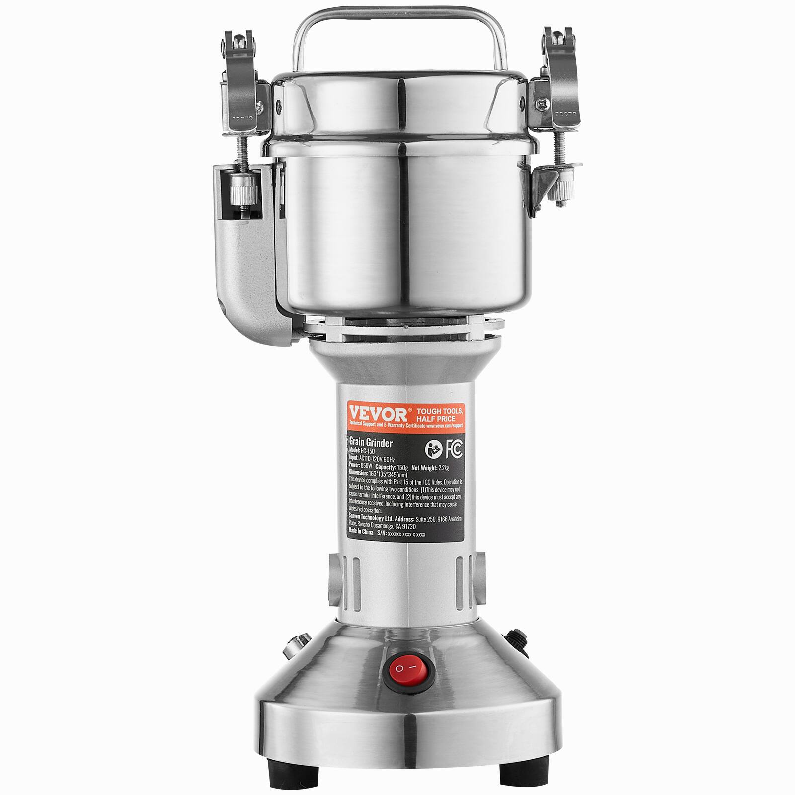 VEVOR  
TOUGH TOOLS HALF PRICE  

Grain Grinder  

- Capacity: 14g  
- Weight: 23g  
- Power: 40W  
- Voltage: 110V/220V  
- Frequency: 50/60Hz  
- Dimensions: 30 x 30 x 30 cm  
- Weight: 2.5kg  

CE Certified  

Made in China  

VEVOR  
TOUGH TOOLS HALF PRICE  

Grain Grinder  

- Capacity: 14g  
- Weight: 23g  
- Power: 40W  
- Voltage: 110V/220V  
- Frequency: 50/60Hz  
- Dimensions: 30 x 30 x 30 cm  
- Weight: 2.5kg  

CE Certified  

Made in China  

VEVOR  
TOUGH TOOLS HALF PRICE  

Grain Grinder  

- Capacity: 14g  
- Weight: 23g  
- Power: 40W  
- Voltage: 110V/220V  
- Frequency: 50/60Hz  
