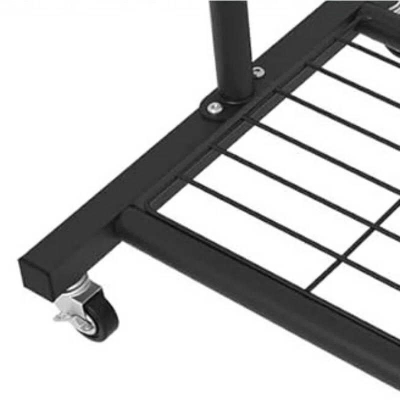 Left. Hivvago - Black Modern Garment Rack Clothes Hanging Rod with Lockable Wheels - Black.