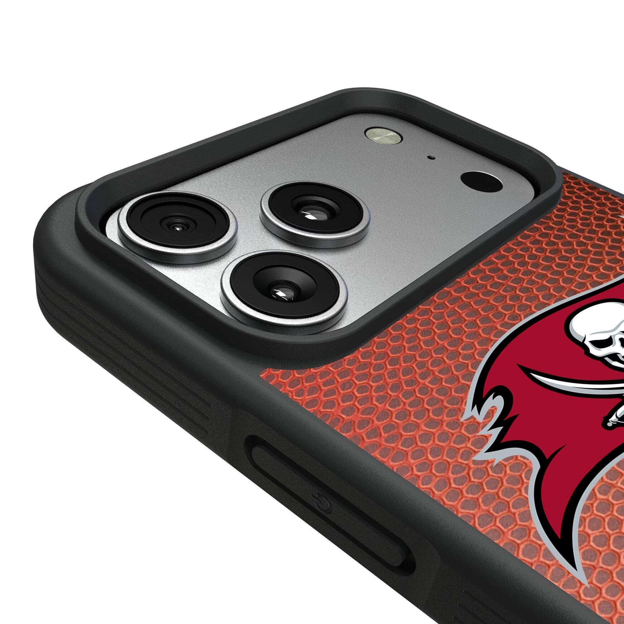 Alt View 2. Keyscaper - Tampa Bay Buccaneers iPhone Bump Case with Football Design - 15 - Multicolor.